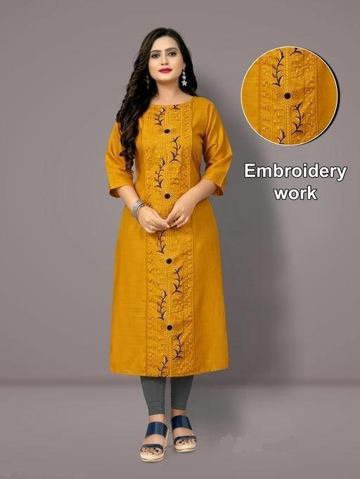 Cotton Blend Embroidered Plus Size Kurti - Sigma Trends