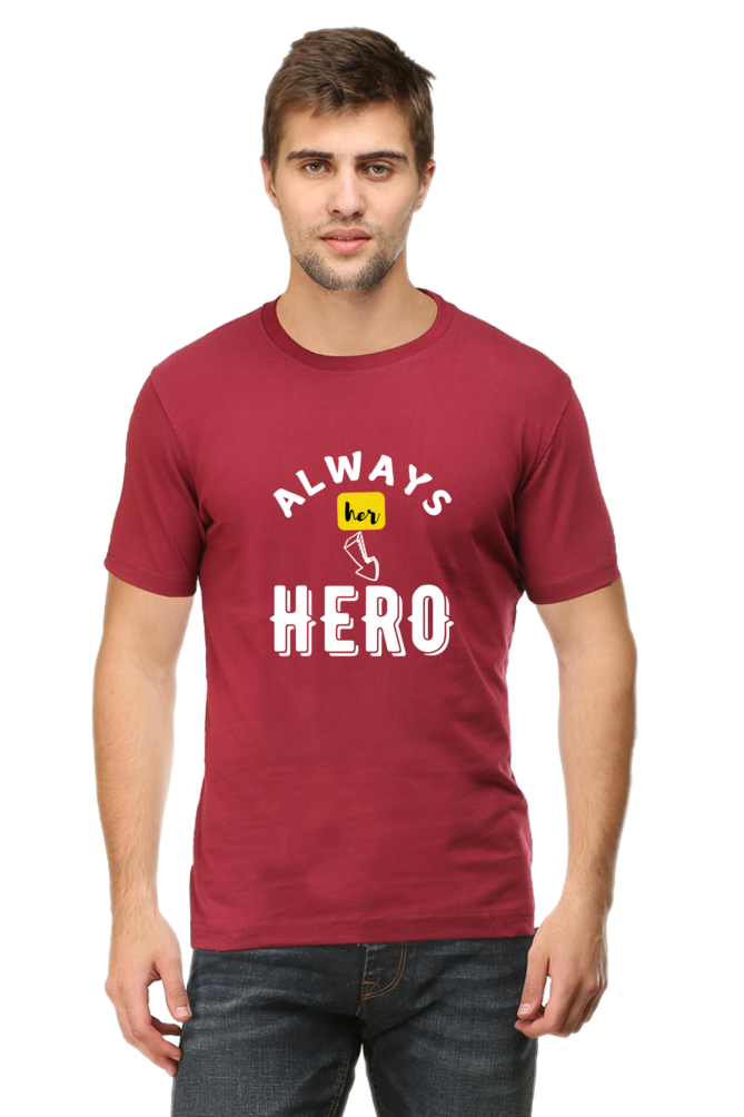 Always Her Hero Plus Size Men's Maroon T-Shirt sigmatrends