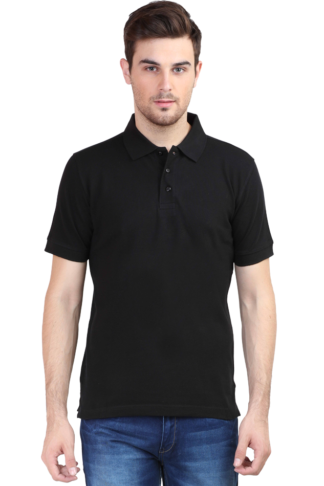 Plain Black Plus Size Half Sleeve Polo T-Shirt