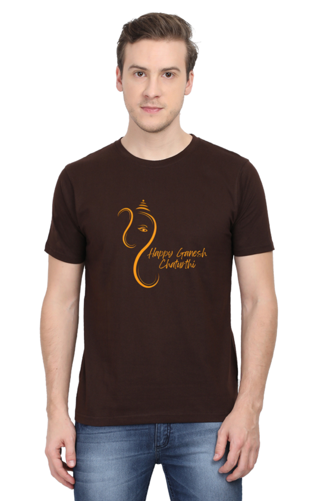 Happy Ganesh Chaturthi Coffee Brown T-Shirt - sigmatrends