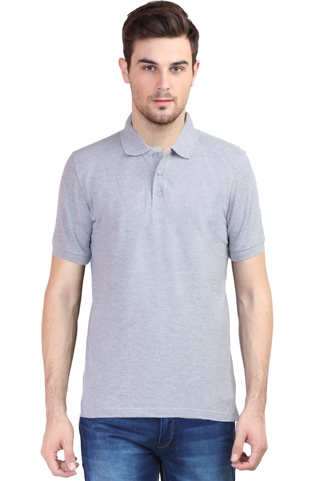 Plain Grey Plus Size Half Sleeve Polo T-Shirt