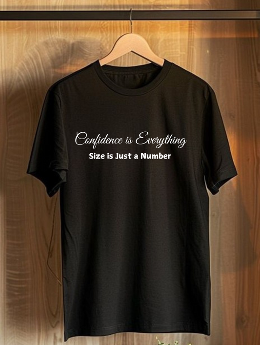 Confidence Is Everything Size Is Just A Number Plus Size Black T-Shirt - sigmatrends