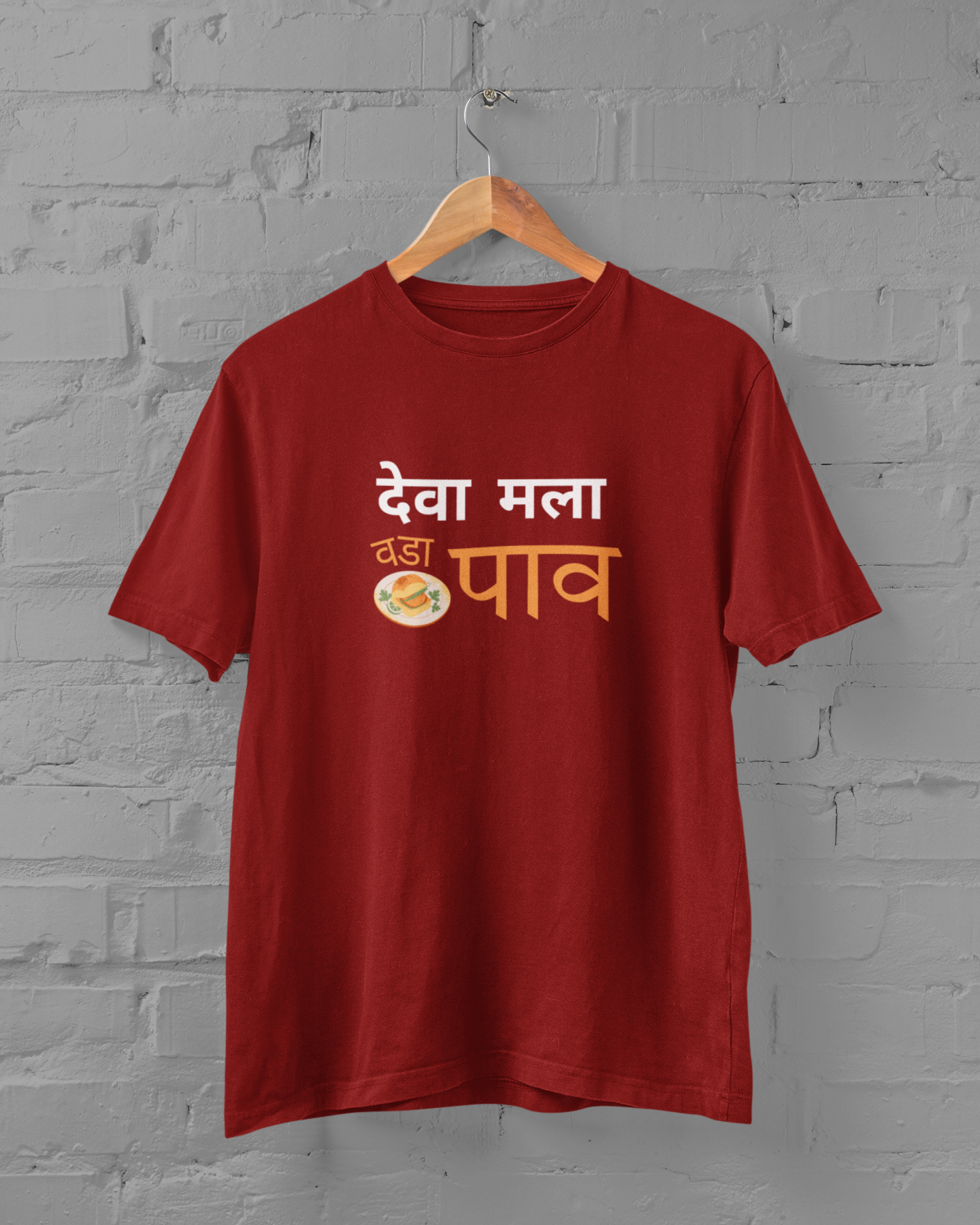 Deva mala Vada Paav Unisex Plus Size Maroon T-Shirt - sigmatrends