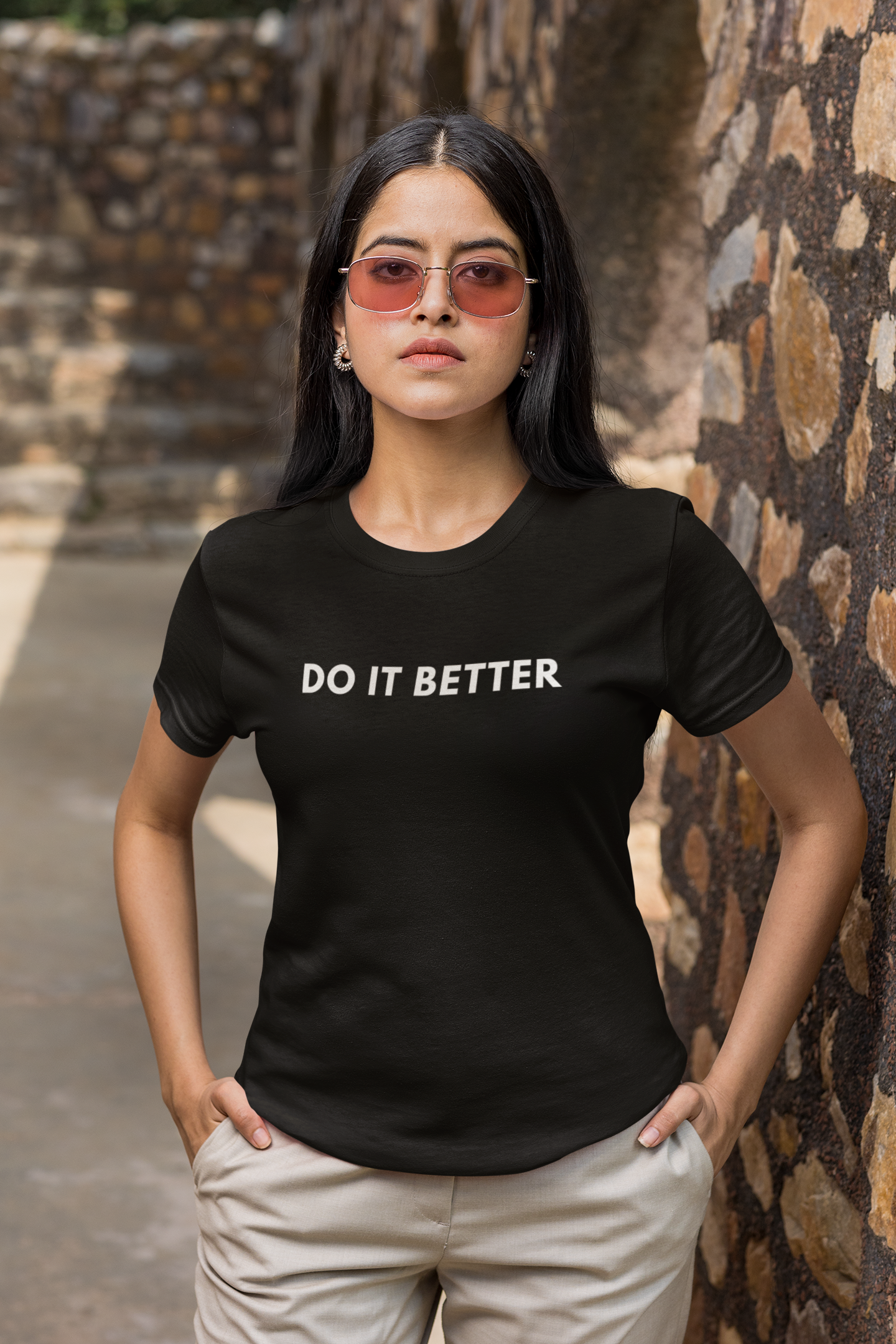 DO IT BETTER WOMEN BLACK RELAXED FIT T-SHIRT - Sigmatrends