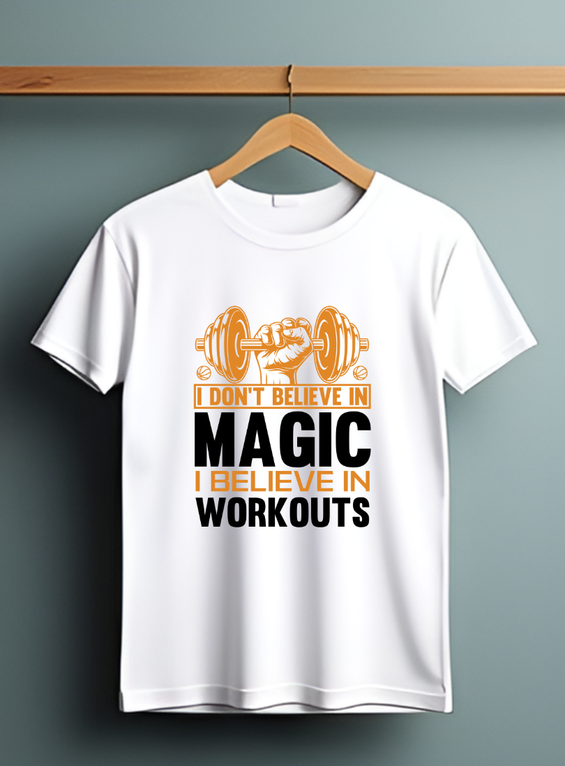 I Don't Believe in Magic I Believe in Workouts Plus Size T-Shirt Sigmatrends