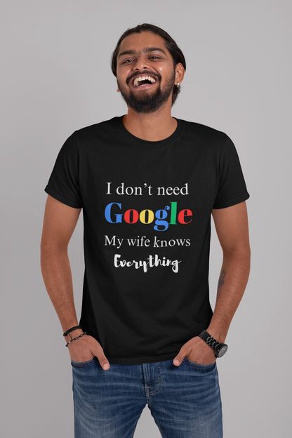 I Don't Need Google My Wife Knows Everything Plus Size  Black T-Shirt sigmatrends