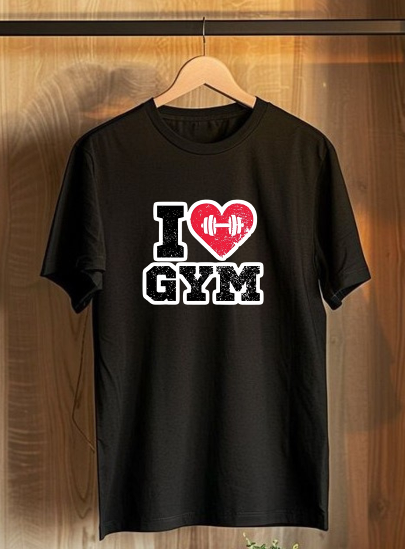 I Love Gym Men Plus Size Black T-Shirt - sigmatrends