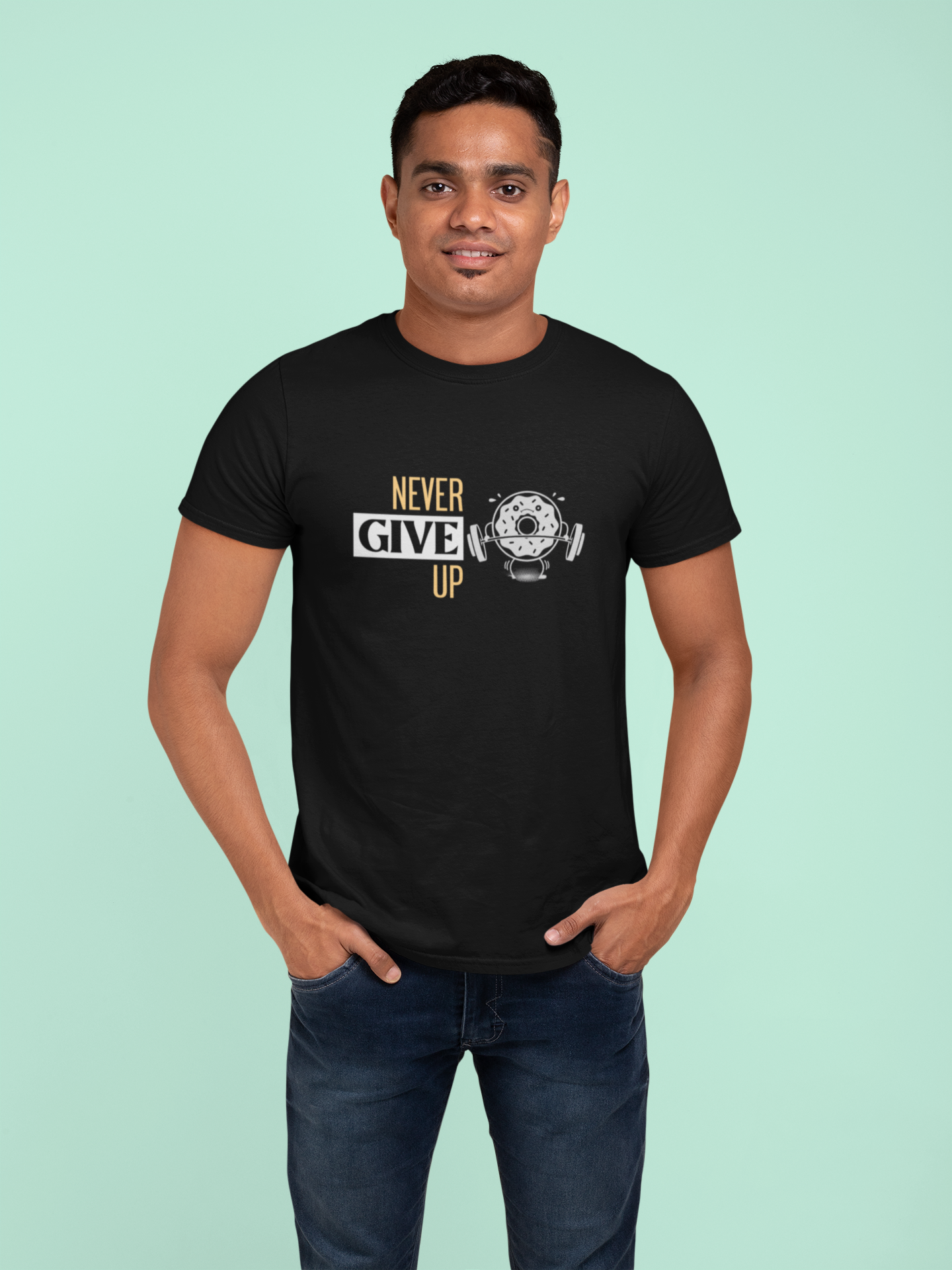 Never Give Up Plus Size Black T-Shirt sigmatrends