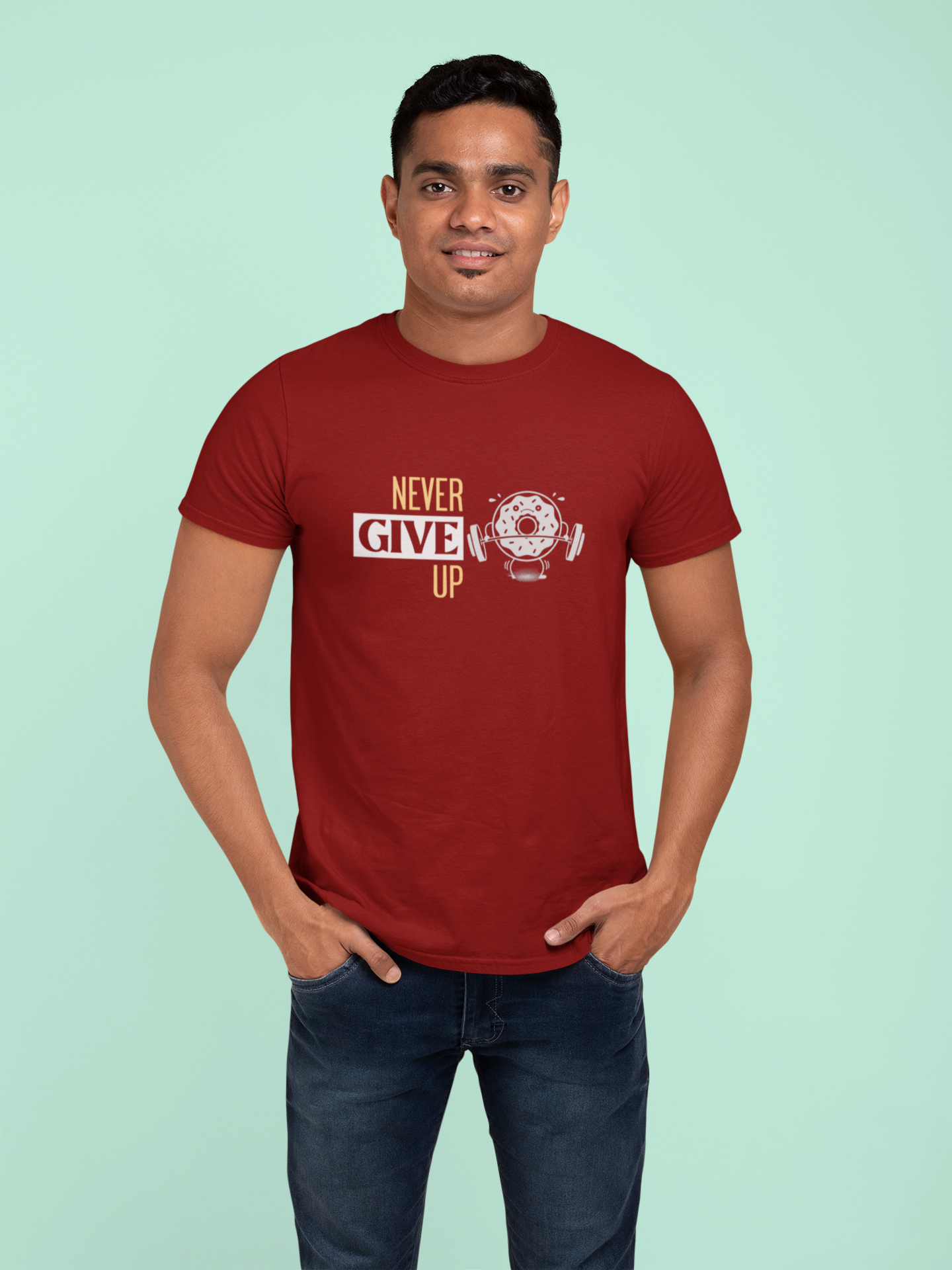 Never Give Up Plus Size Maroon T-Shirt sigmatrends