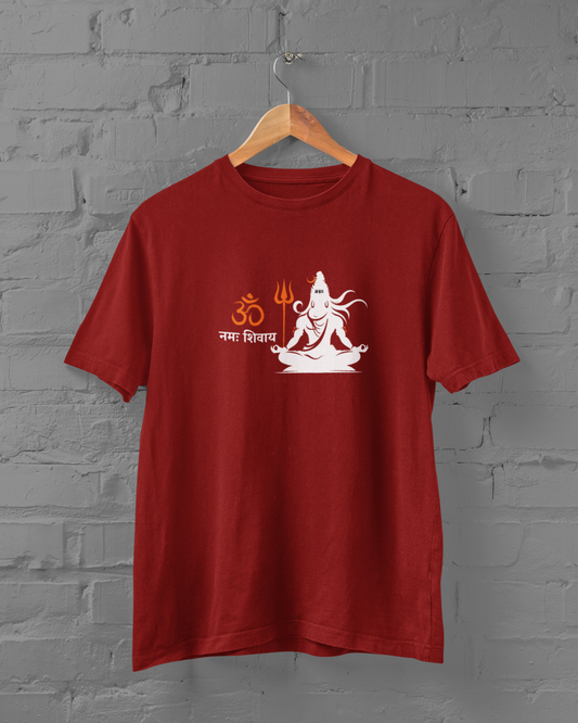 Om Namaha Shivaya Unisex Plus Size Maroon T-Shirt sigmatrends