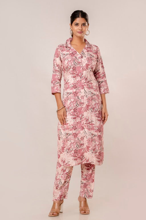 Women's Rayon Printed Plus Size Coord Set Pink - sigmatrends