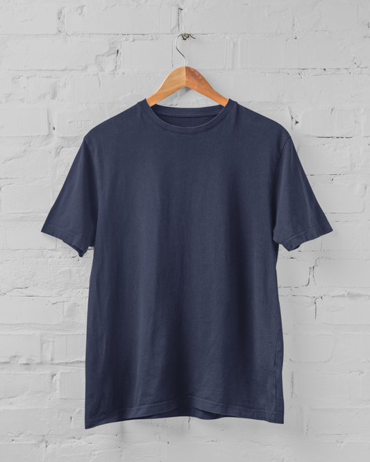 Plain Navy Blue Unisex Plus Size T-Shirt - sigmatrends