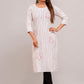 Women South Cotton Embroidered Plus Size A-Line Kurtis White - sigmatrends.com