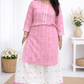 Women's Printed Rayon Kurta with Skirt Set Baby Pink - sigmatrends