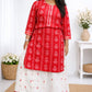 Women's Printed Rayon Kurta with Skirt Set Red - sigmatrends