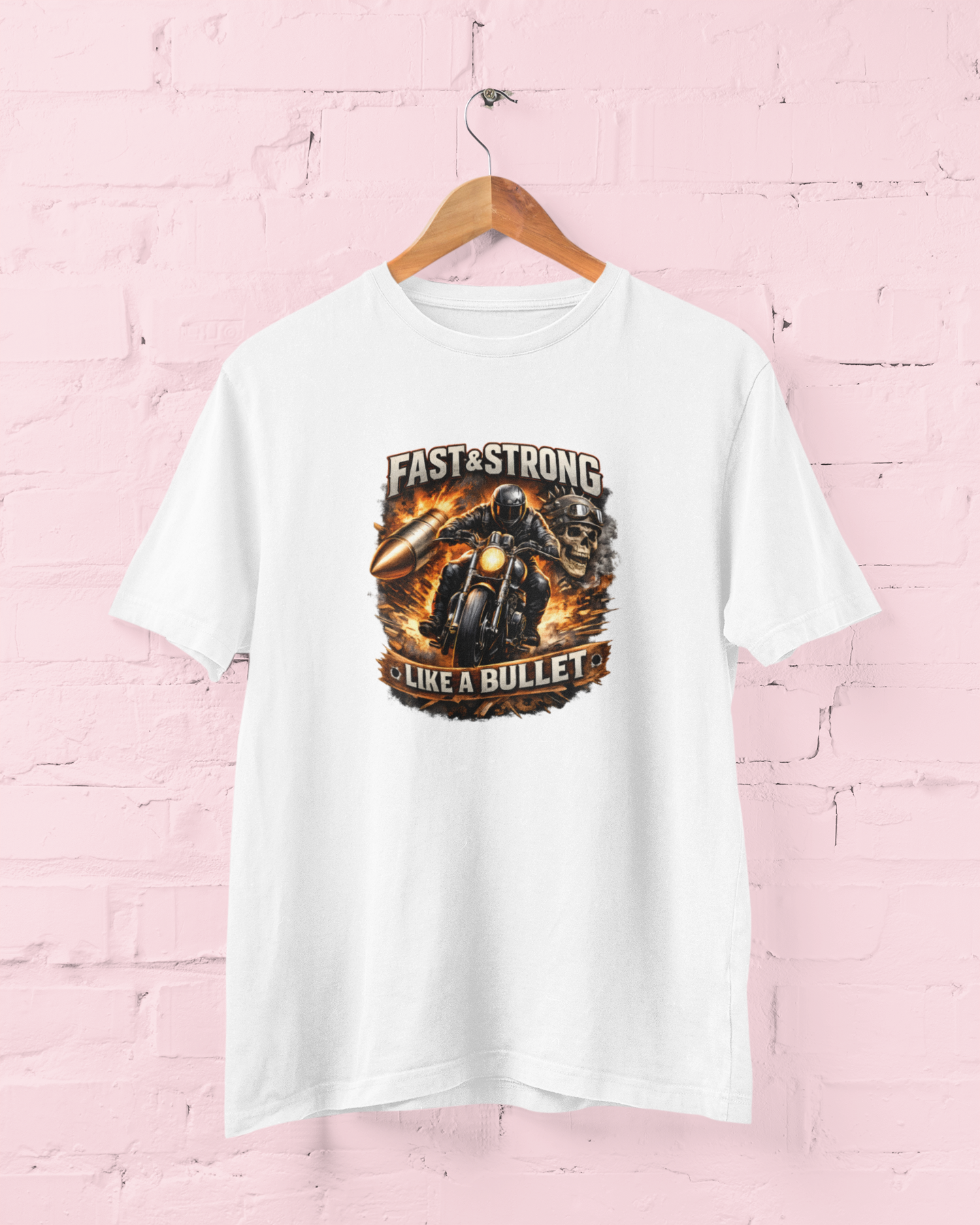 Built Like a Gun Goes Like a Bullet biker White t shirt with motorcycle graphic unisex cotton tee M to 7XL - sigmatrends