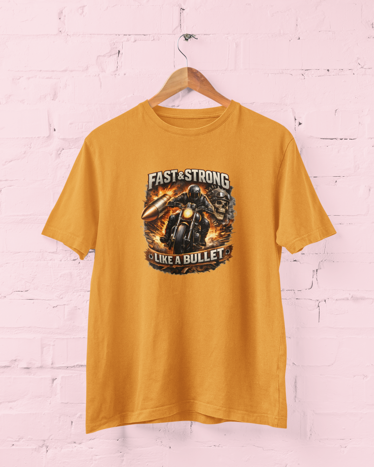 Built Like a Gun Goes Like a Bullet biker Yellow t shirt with motorcycle graphic unisex cotton tee M to 7XL - sigmatrends