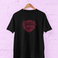Brother Shield Typography Black T-Shirt featuring a Brothers Forever Strong by Nature quote in deep rose pink with a vintage shield graphic design Size S-7XL - sigmatrends