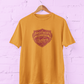 Brother Shield Typography Yellow T-Shirt featuring a Brothers Forever Strong by Nature quote in deep rose pink with a vintage shield graphic design Size S-7XL - sigmatrends