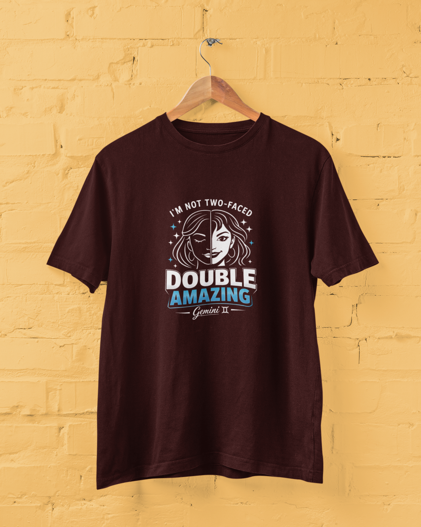 Gemini zodiac t-shirt double amazing graphic design unisex astrology shirt plus size M to 7XL Maroon Color - Sigmatrends