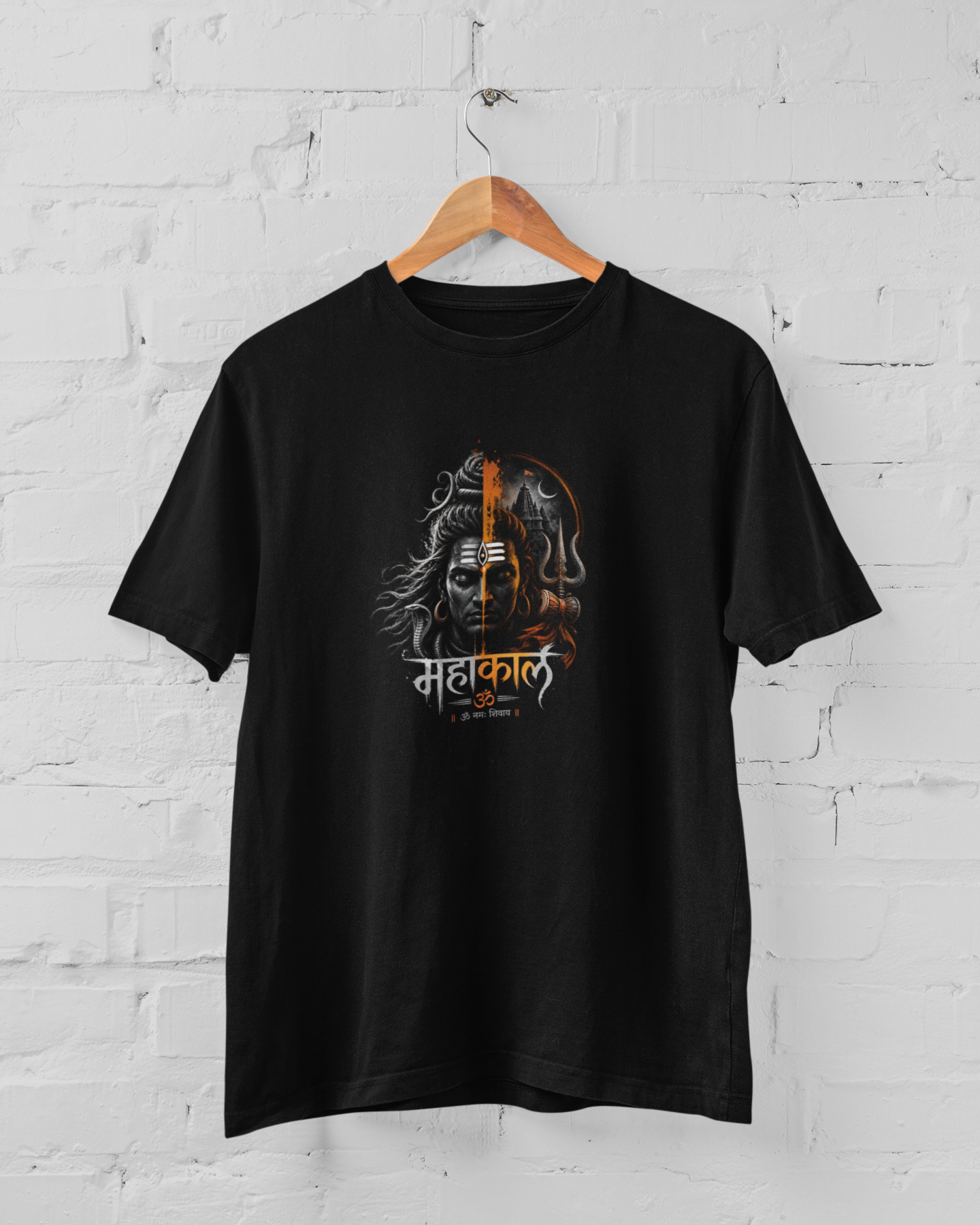 Mahakal Shiv unisex graphic black t-shirt with powerful Lord Shiva artwork and Trishul design - sigmatrends