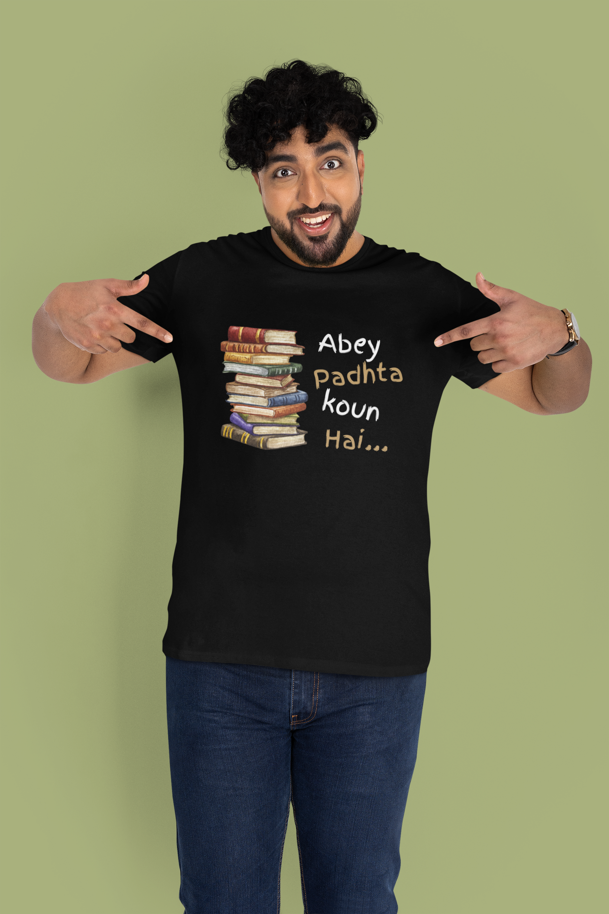 Abey Padhta Koun Hai Plus Size Men's Black T-Shirt Sigmatrends