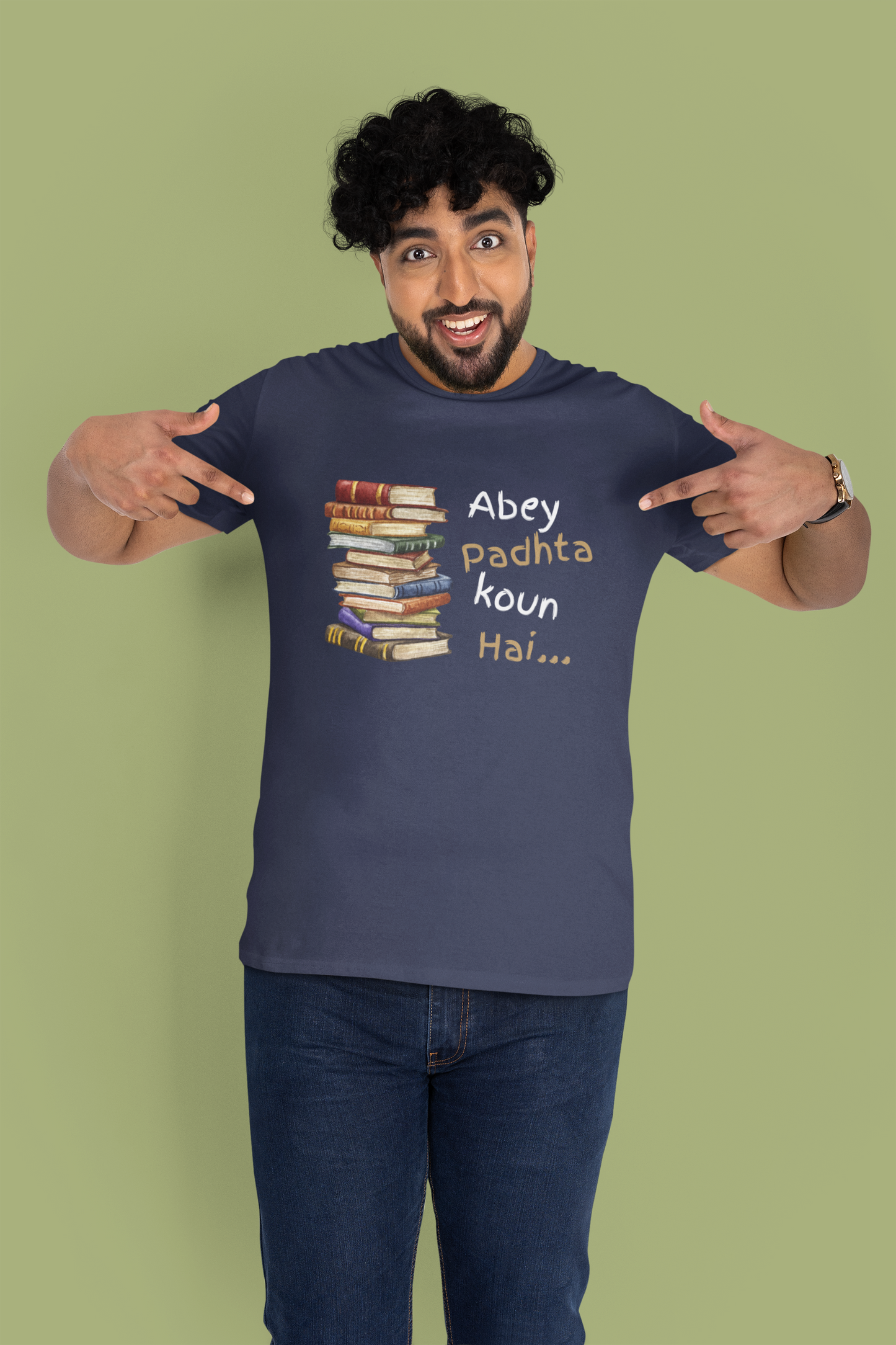 Abey Padhta Koun Hai Plus Size Men's Navy T-Shirt Sigmatrends