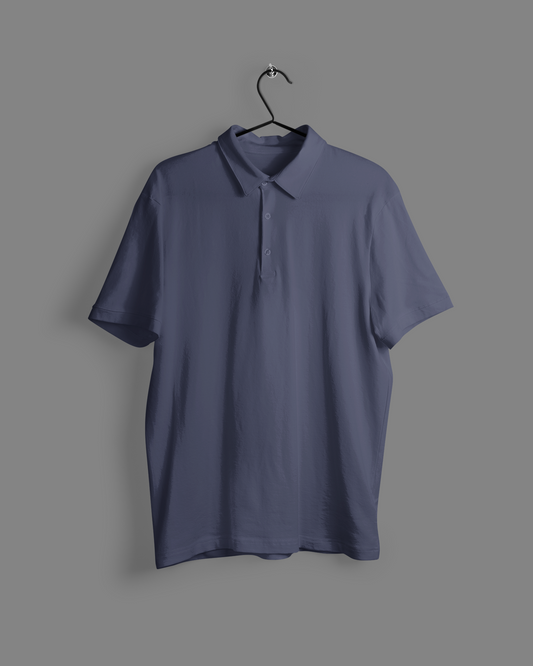 Plain Navy Blue Plus Size Half Sleeve Polo T-Shirt - SIGMATRENDS