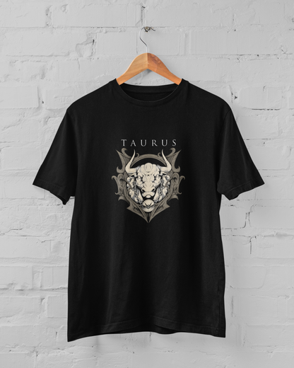 Taurus Zodiac Bull Graphic Black T-Shirt - Sigmatrends
