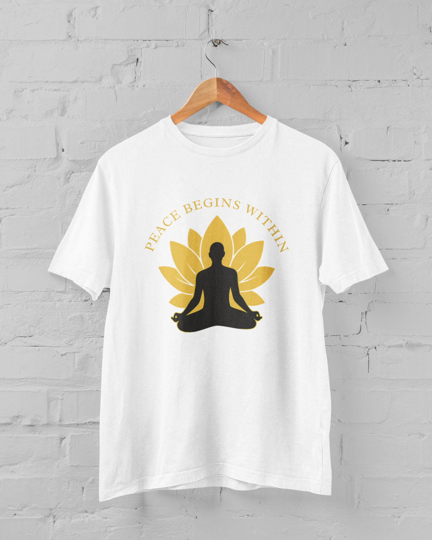 Peace Begins Within Unisex Yoga T-Shirt – Meditation Lotus Graphic Spiritual White T-Shirt - Sigmatrends