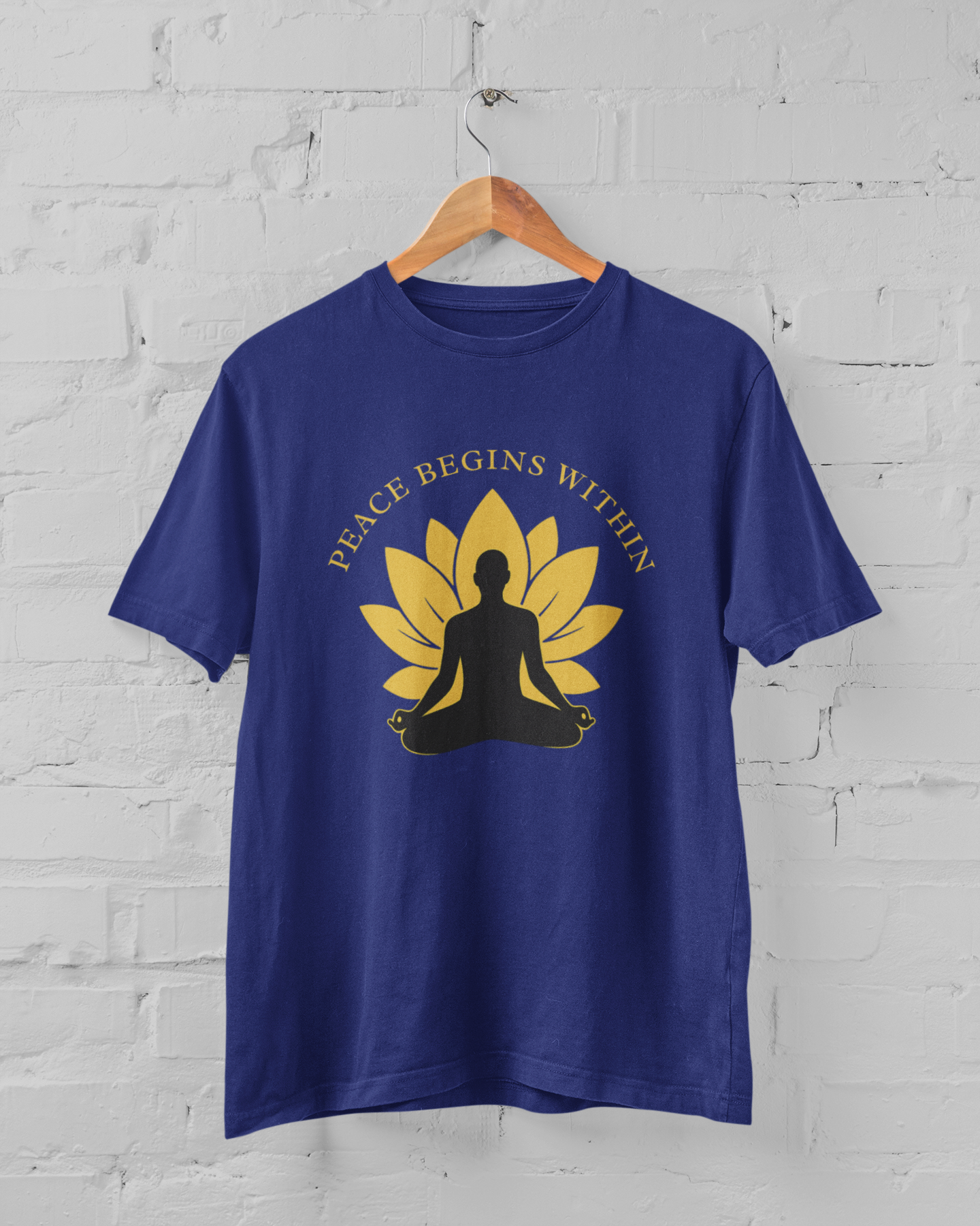 Peace Begins Within Unisex Yoga T-Shirt – Meditation Lotus Graphic Spiritual Royal Blue T-Shirt - Sigmatrends