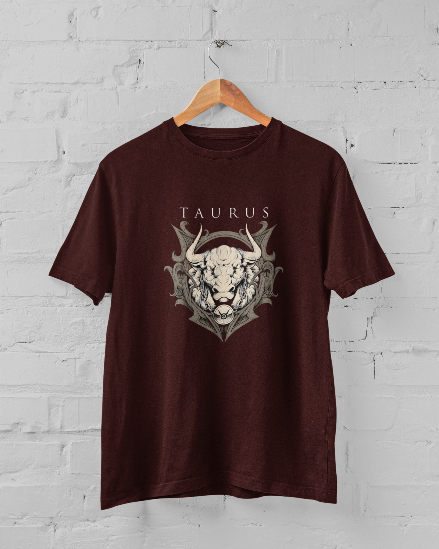 Taurus Zodiac Bull Graphic Maroon T-Shirt - Sigmatrends