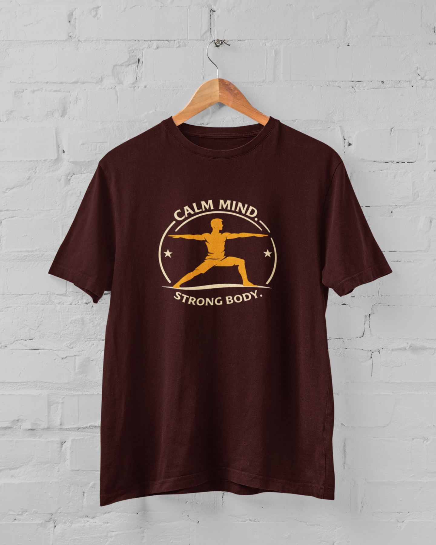 Calm Mind Strong Body Yoga Maroon T-Shirt for Men & Women - sigmatrends