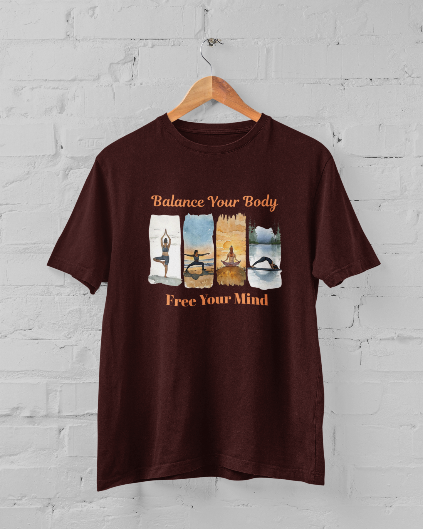 Balance Your Body Free Your Mind Yoga Plus Size Unisex Maroon T-Shirt - Sigmatrends