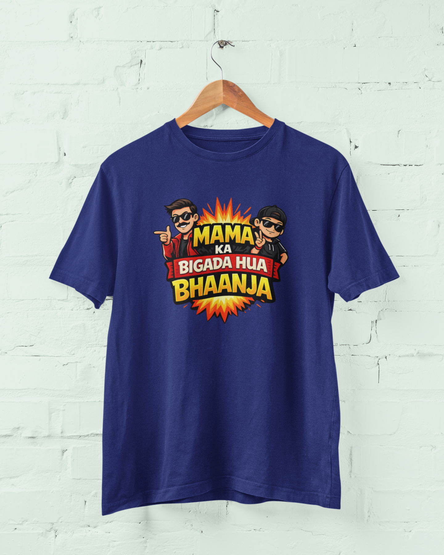 Mama Ka Bigada Hua Bhaanja Funny Royal Blue T-Shirt – Family Relationship Tee for Men, Boys Perfect Gift for Your Favourite Bhaanja ❤️ - sigmatrends