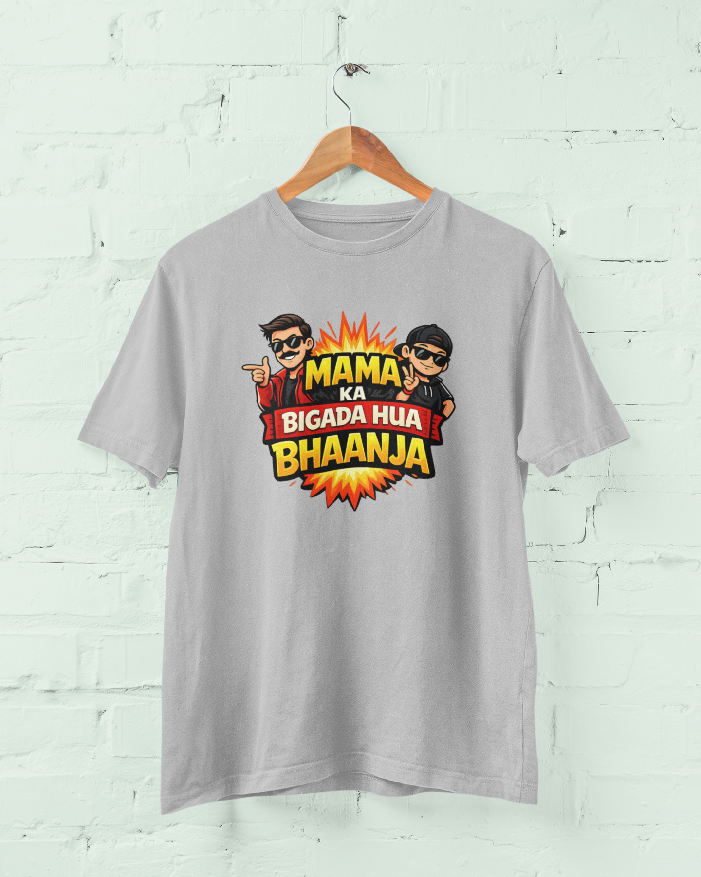 Mama Ka Bigada Hua Bhaanja Funny Grey T-Shirt – Family Relationship Tee for Men, Boys Perfect Gift for Your Favourite Bhaanja ❤️ - sigmatrends