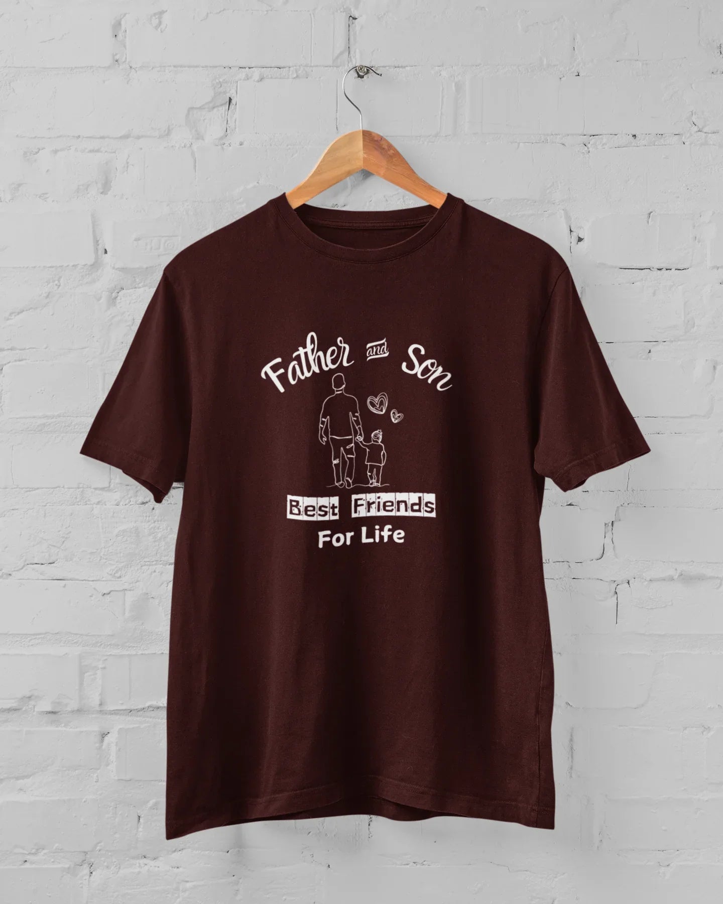 Father and Son Best Friends For Life Plus Size Men's Maroon T-Shirt - sigmatrends