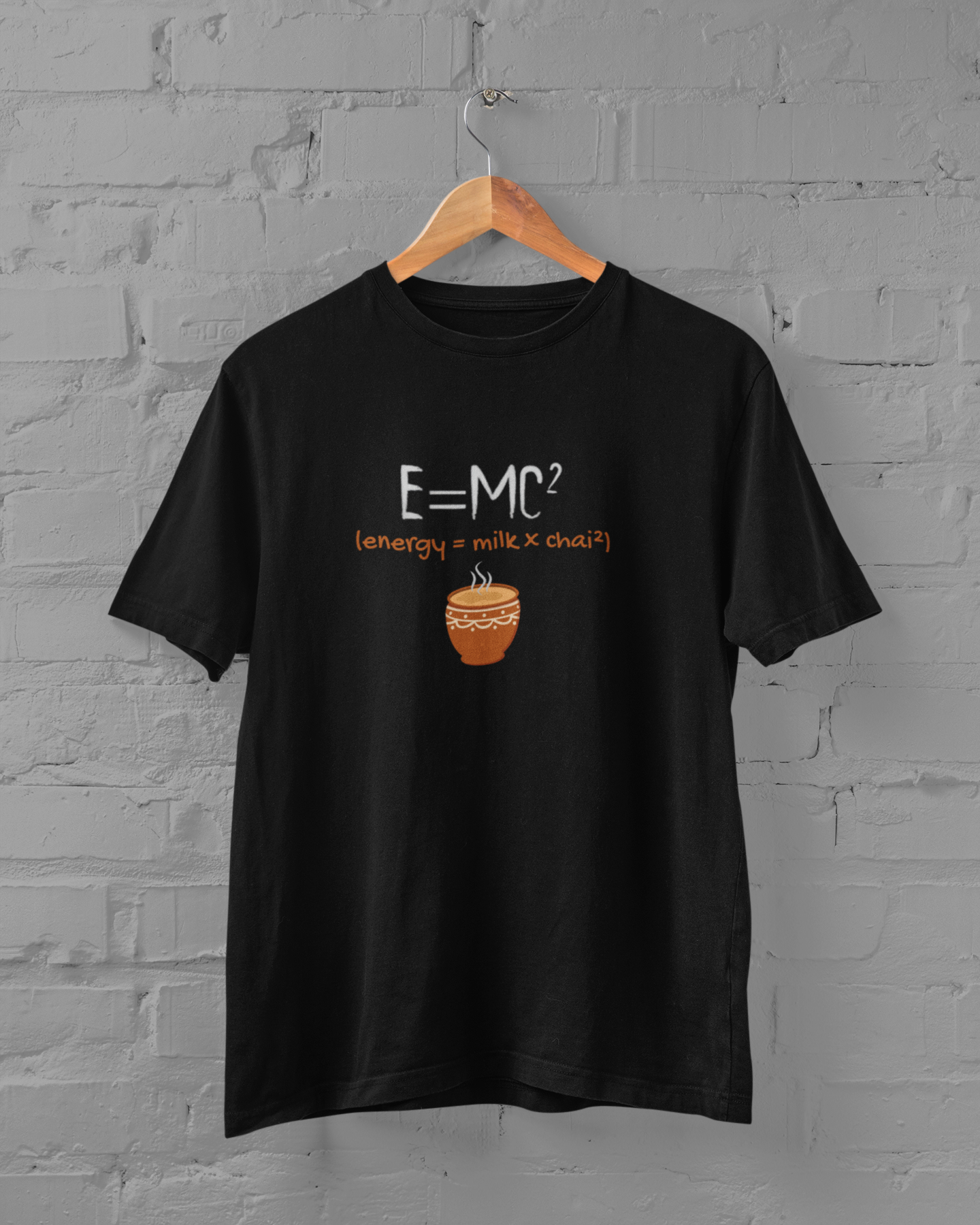 E=MC² Chai Lovers Einstein Energy Science Humor Unisex  Plus Size Black T-Shirt - Sigmatrends