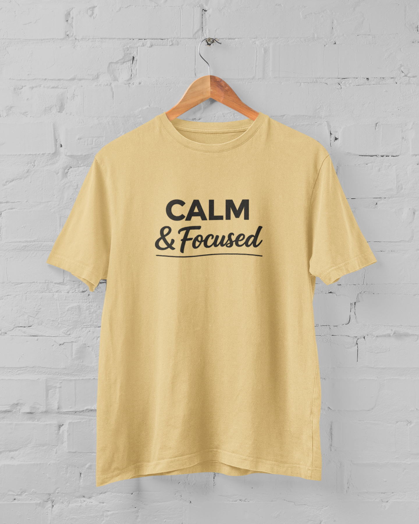 Calm & Focused Unisex Beige T-Shirt – Premium Supima Cotton | Sizes M-5XL | Motivational Startup Tee - sigmatrends