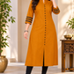 Sigma Trends women's mustard yellow Ruby Cotton plus size kurti with 3/4 sleeves and front buttons