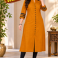 Sigma Trends women's mustard yellow Ruby Cotton plus size kurti with 3/4 sleeves and front buttons