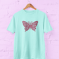 Sisters Butterfly Mint T-Shirt featuring a deep rose pink butterfly typography design with sister love quote. Women's graphic tee gift available in sizes S-7XL - Sigmatrends