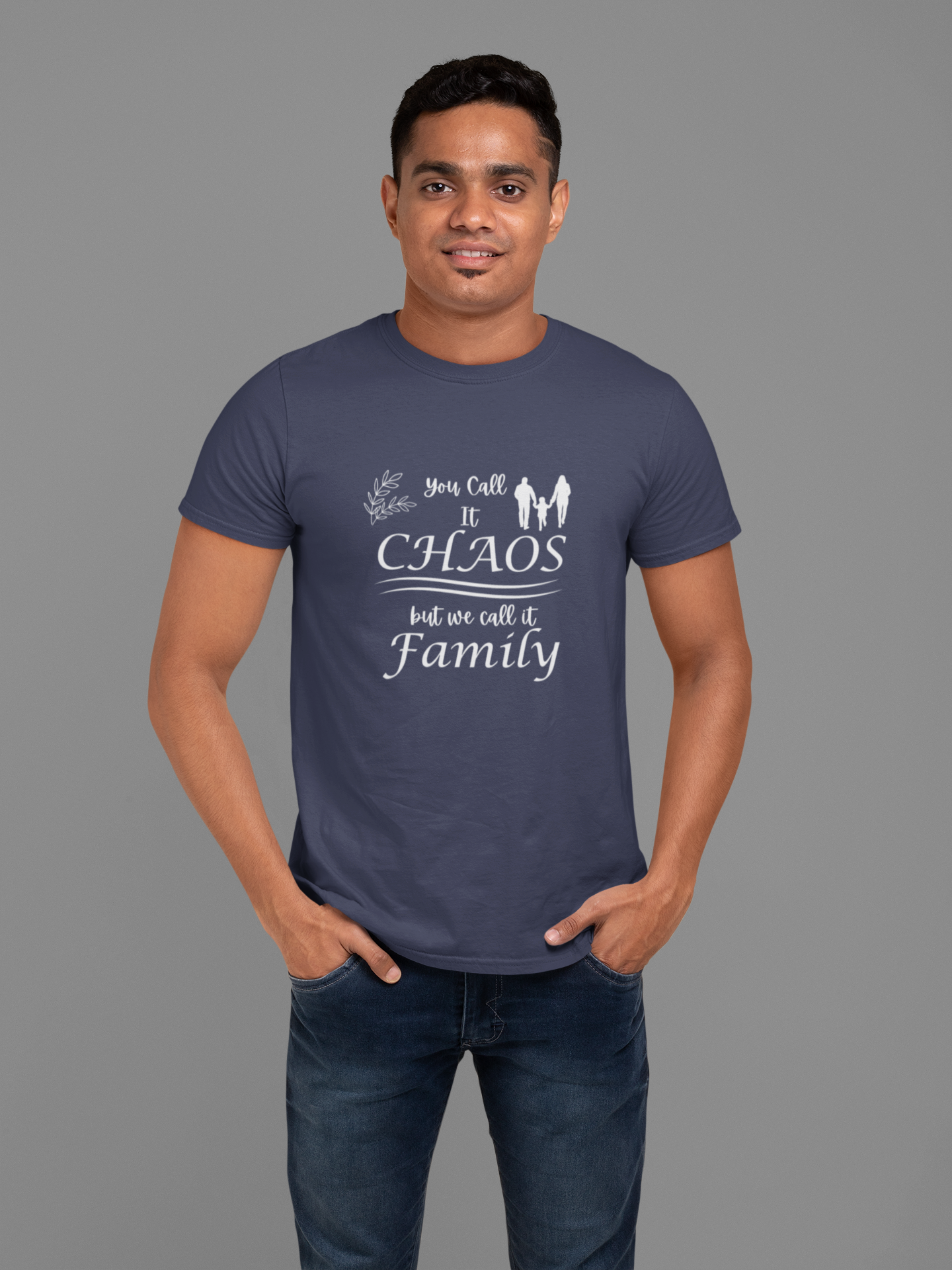 You Call It Chaos We Call It Family Plus Size Navy Blue T-Shirt Sigmatrends