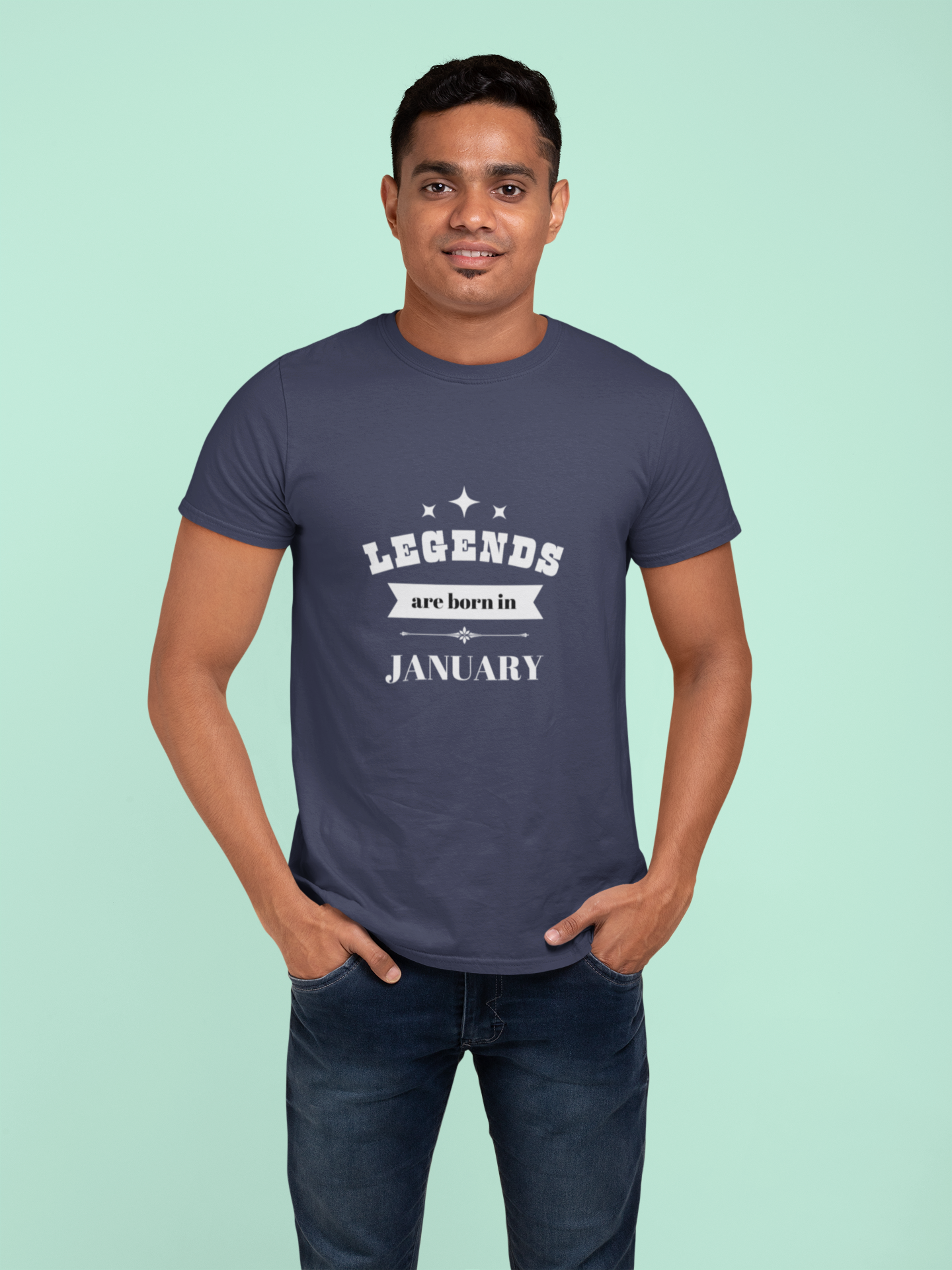 Legends Are Born In January Plus Size Navy Blue T-Shirt sigmatrends