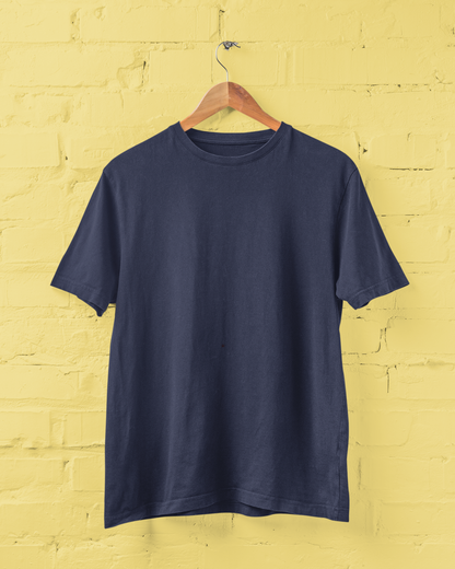 Unisex Supima cotton plus size navy blue plain T-shirt for men and women, premium solid color casual tee available in sizes M to 5XL - sigmatrends