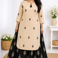 Women's printed plus size rayon kurta with skirt set cream ethnic wear full length - sigmatrends
