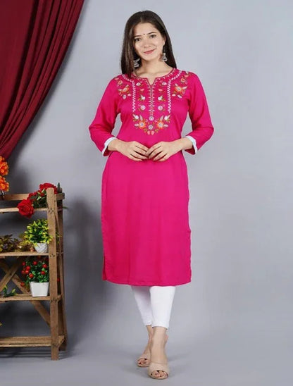 Stylish Rayon Embroidered Kurti - Sigma Trends