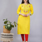 Stylish Rayon Embroidered Kurti Yellow - sigmatrends