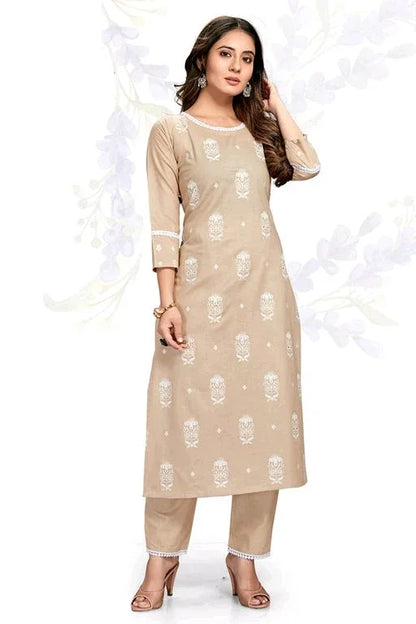 Women's Cotton Blend Plus Size Kurti with Pant - Sigma Trends